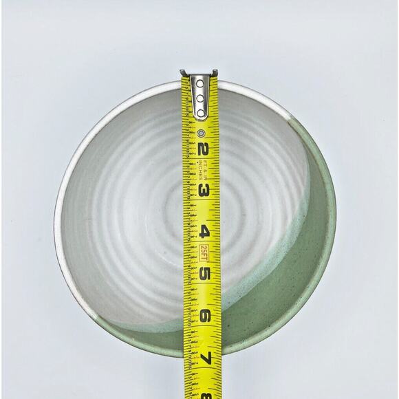 Studio Art Pottery Bowl Hand Thrown Shades Of Green White Glazed Artist Signed - Picture 12 of 13